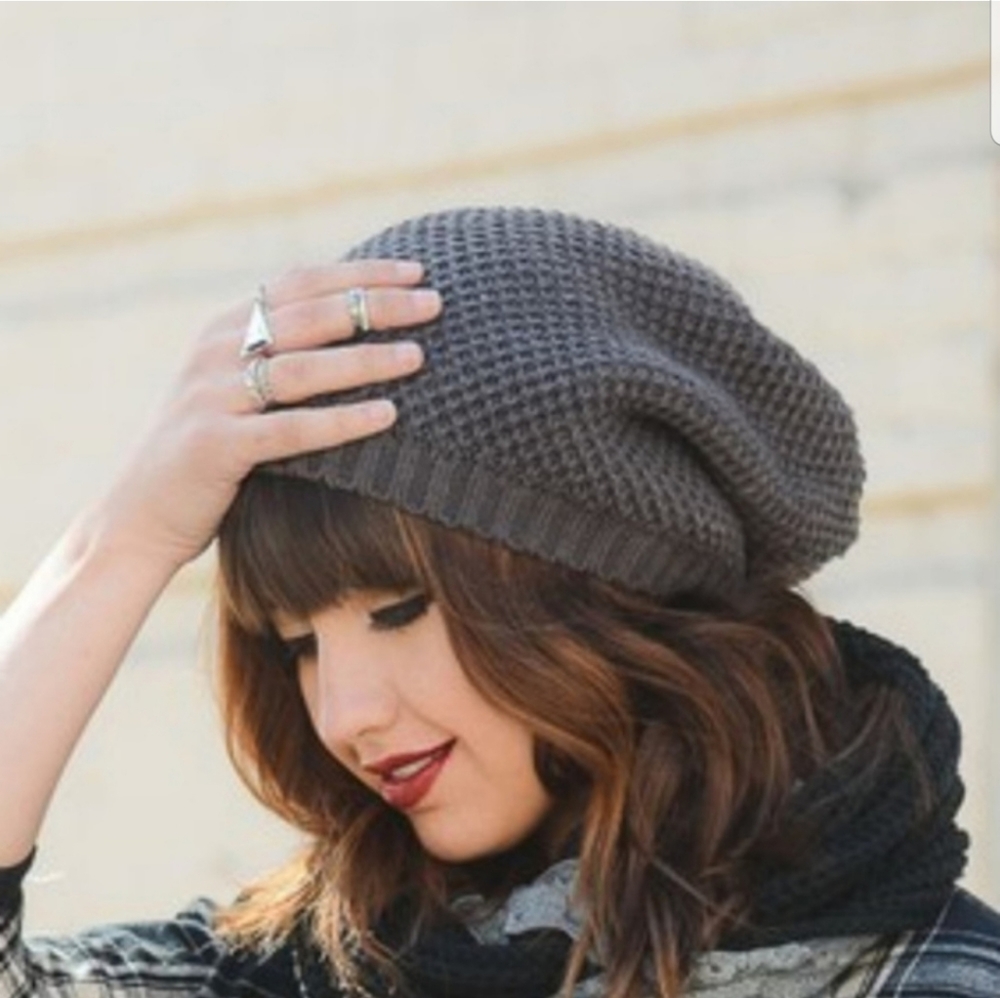 Gray knit beanie
